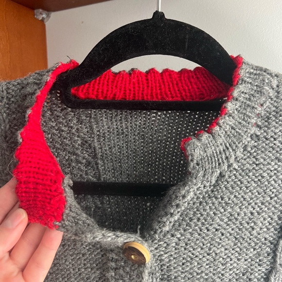 Vintage Grey Wool Cable Knit Cardigan - Picture 2 of 3